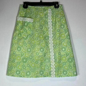 VTG Lilly Pulitzer Lace Trimmed Skirt "The Lilly" Size 8 Green Floral A Line